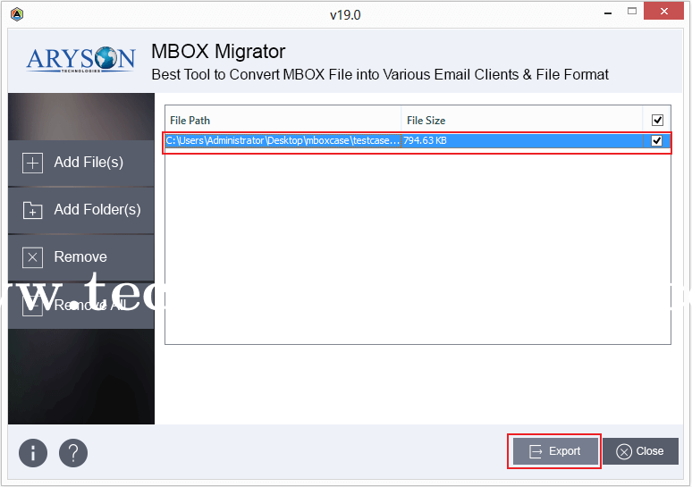Aryson MBOX Migrator Screenshots